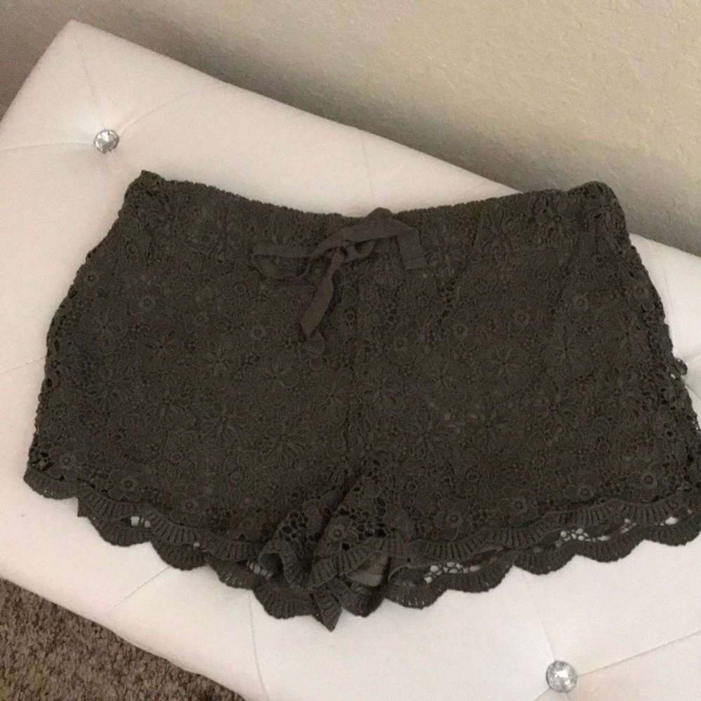 Olive lace shorts